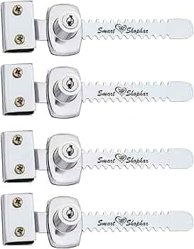 Smart Shophar Steel and Zinc Alloys Tarmenet Glass Lock 5 Inches Silver, Pack of 4 / Sliding Glass Door Lock/Furniture Lock/Display Cabinet Showcase Lock/with Two Keys