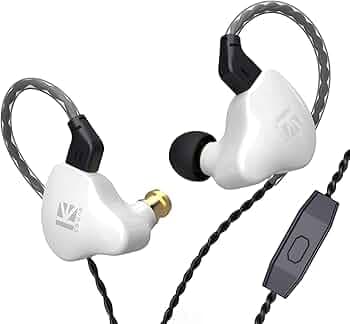 Yinyoo KBEAR KS1 Wired Headphones in Ear Monitor, Crystal Sound Stereo Headphones, High Resolution Noise Isolation, 1 DD with Detachable Cable 2Pin 0.78mm 3.5mm Plug(KS1 with Mic, White)