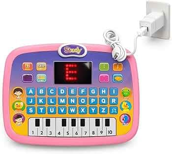 Conquer Educational Learning Kids Laptop Tablet Computer Plus Piano with led Screen Music Fun Toy Activities for Kids Toddlers Age 1- 6 Year Old to Learn Alphabet ABC/Numbers/Words
