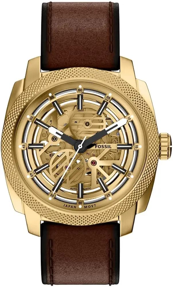 Fossil Machine Brown Automatic Leather Watch ME3278