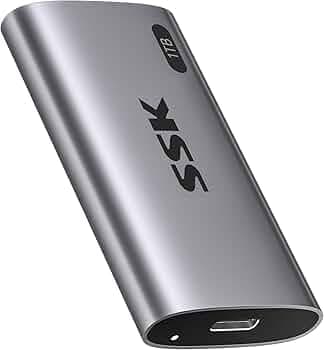 SSK 1TB SSD External Hard Drive, Portable SSD Up to 550MB/s Fast Solid State Drives, External Drive USB 3.2 Gen2 for iPhone 15/Pro, Windows, Mac, Android with LED Light, Trim, SMART Supported