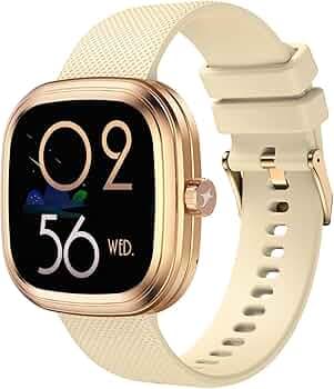 Fastrack Ryz Women Smart Watch with 1.72” Super Ultra VU Display,Dynamic 60Hz Refresh Rate,AI Voice,Functional Crown,1ATM,BT Calling,HRM,SpO2 & Multiple Menu Styles,24/7 Health Suite - Light Beige