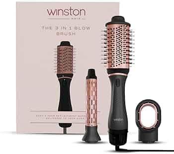 WINSTON 3 in 1 Hair Styling Blow Brush Grey – Blow Dryer, Curling Iron, & Volumizing Brush with Adjustable Heat Versatile Hair Tool - 1 Year Warranty (Grey)
