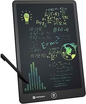 Portronics RuffPad 16 Lite, 16-Inch Multicolour LCD Writing Pad with Pressure-Sensitive Screen, One-Tap Erase, Screen Lock, Stylus Pen, Reusable Digital Notepad, Ideal for Kids, Office & Gifting