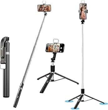 Kratos 2026, Premium K9 Selfie Stick Tripod with Light, 67 inch /170CM Tripod for Mobile Phone, Multi-Functional Bluetooth Long Selfie Stick for Travel, Vlogging, Compatible with All Mobile Phones