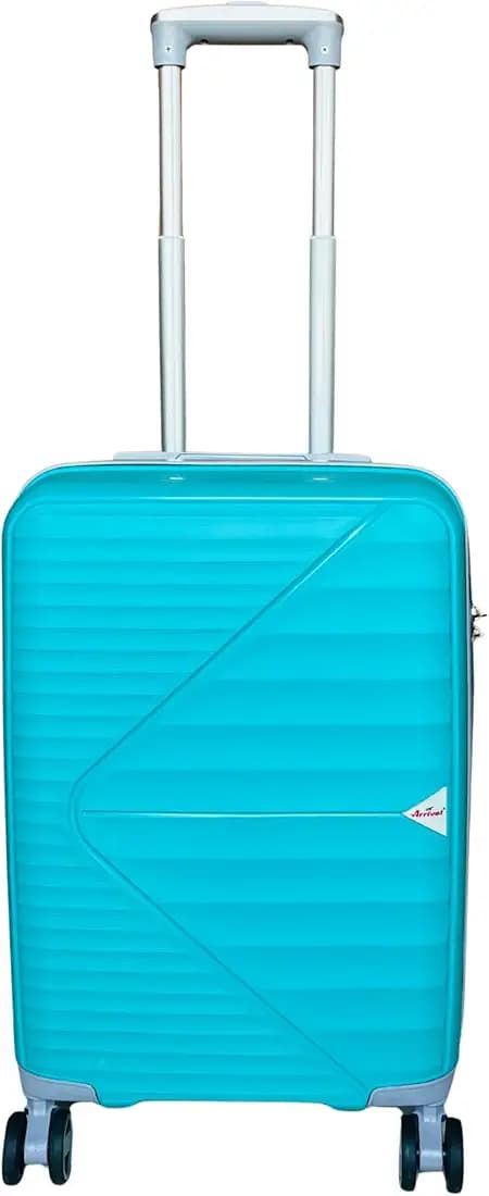 Arrival 55 cm Cabin Size Hard Case Suitcase | Lightweight Travel Trolley with 8 Spinner Wheels & Adjustable Handle | Carry-On Luggage for Flight & Travel 40 Litre (Teal Blue)