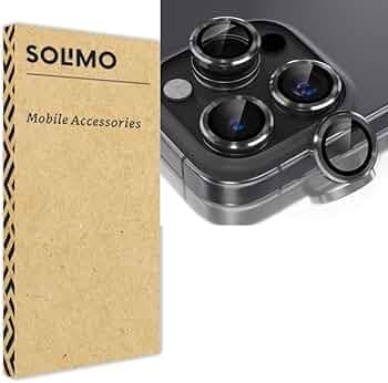 Amazon Brand - Solimo Tempered Glass Camera Lens Protector for iPhone 16 Pro Max (Black)