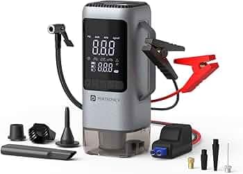 Portronics Vayu Cop 6-in-1 Rechargeable BLDC Car Emergency Kit with 12V Jump Starter, Tyre Inflator, 5000Pa Vacuum Cleaner, 10,000 RPM Air Blower, LED Flashlight, 5W Power Bank, 4X 2000mAh Batteries