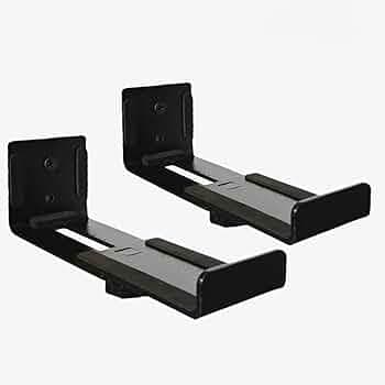 Sound Bar Wall Mount Bracket, Dual Bracket, Holds up to 15 kg, Depth Adjustable for Home, Office, Shop Hanger (Black)
