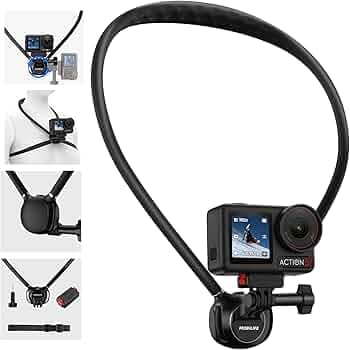 MOBILIFE Neck Mount with Action Camera Magnetic Quick-Release Mount Hands-Free POV Neck Holder Ergonomics Silicone Gooseneck Anti-Shake Chest Strap Air Cushion for DJI Osmo Action 5 Pro/4/3/2/Nano