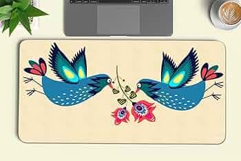 Gadgets WRAP Extra Large 12x32inch Mouse Pad Desk Mat Anti-Slip Base Spill-Resistant for Laptop, MacBook, Gaming Computer - Two Pigeon Lovers