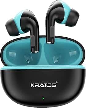 Kratos Pop Ear Buds Wireless with 50H Playtime, Noise Isolation & Clear Calls, Bluetooth Earbuds with Voice Assistant, Ear Buds with Bluetooth V 5.3 & with Type C Fast Charging, IPX4 TWS Earphones