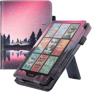 PU Leather Smart Flip Protective Case Cover | Suitable for 12th Generation Kindle Paperwhite E-Readers | Slim Lightweight Design with Auto Sleep/Wake and Hand Strap | Pink