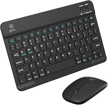 pTron Keyvo KW4 Wireless Keyboard & Mouse Combo Set, Ultra-Slim Keyboard w/ 78 Keys, Multimedia Keys, BT Mouse w/ 1600 DPI Precision Optical Sensor, Compatible with Tablets/Smartphones/PC (Black)