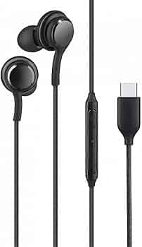 Type-C Earphones for Acer One 10 T9-1212L Earphones Original Like Wired in-Ear Headphones Stereo Deep Bass Headset Earbud with Type-C Audio Jack, Mic (CAK3, Black)