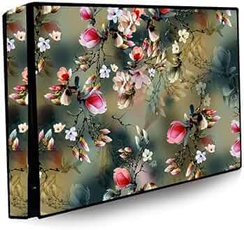 PVC Printed LED TV Cover 65 Inch, Waterproof and Dustproof Cover with Transparent Polythene Layer Suitable for All Brands Led Tv (Green)