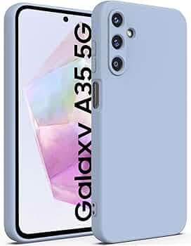 DIZORO Microfiber Candy Case For Samsung A35 5G Smooth Touch Cushion Liquid Soft Silicone Gel Rubber Phone Cases Non-Slip Full Body Protective Shockproof Back Cover -Carolina,Blue