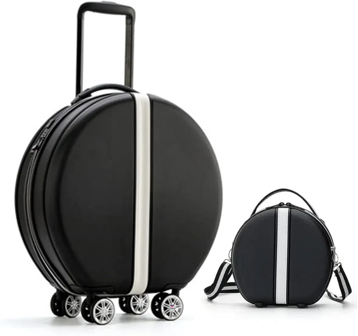20 Inch Travel Trolley Luggage Cabin Bags with 4 Double Spinner 360 Degree Rolling Wheels (Black)