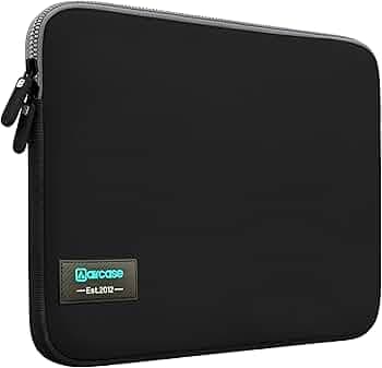 AirCase Neoprene Laptop Sleeve Case Cover for 11.6" Tablet, Laptop Go 2 3/ Surface Pro 9 8 7/ MacBook Air 11/12", HP/Samsung Chromebook 11–12"| Water-Resistant, Wrinkle-Free, TSA Friendly (Black-Grey)