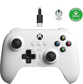 8Bitdo Ultimate Wired Controller for Xbox, Hall Effect Joysticks and Hall Triggers, Compatible with Xbox Series X|S, Xbox One, Windows 10 & Windows 11 - Officially Licensed (White)