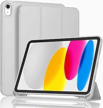 ProElite Smart Case for iPad (A16) 11th/10th Generation (2025/2022) [Auto Sleep/Wake Cover] [Left Side Pencil Holder] [Soft Flexible Case] Recoil Series - Grey