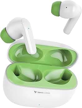 Vaku Luxos ® SONAIR TWS Bluetooth 5.4 Earbuds | 60H Playtime | Touch Controls | Type-C Fast Charging | 10mm Driver | Voice Assistant | Deep Bass Wireless Earbuds with Charging Case - White