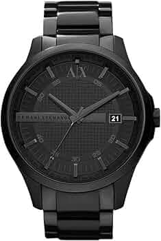Armani Exchange Analog Men's Stainless Steel Watch AX2104 (Black Dial Black Colored Strap)
