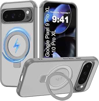 Google Pixel 9 Pro XL / 10 Pro XL Magsafe Stand Case | Matte Design & 360° Protection | Military-Grade Apple Google Pixel 9/10 Pro X-L Cover | Ultra Premium - Gray
