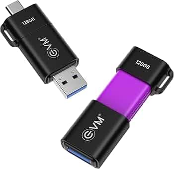 EVM 128GB Dual OTG Flash Drive | USB Type-C Type-A 3.2 | 120MB/s | Metal Body Pendrive | for Smartphone Laptop Tablet | 10 Year Warranty (ENXO/128G)