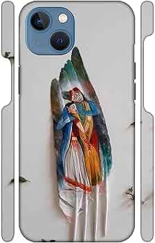 Radha Krishna on Pigeon Feathers | Designer Printed Hard Back Cover for Apple iPhone 13 Premium, Attractive, and Uniquely Crafted Smartphone Case