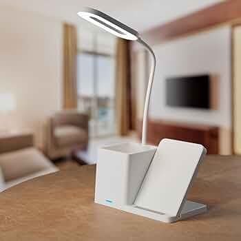 Lifelong LED Desk Lamp with Wireless Charging & Pen Holder | 3 Adjustable Brightness Mode, Eye-Caring Touch Control Table Lamp | 360 Flexible Gooseneck Desk Organizer for Study, Office, Bedroom & Home