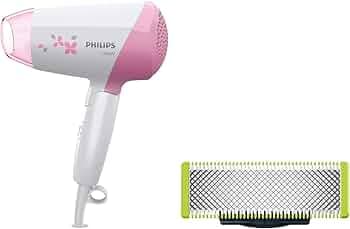 Philips Hair Dryer HP8120/00-1200Watts, ThermoProtect, Cool Shot for Quick Drying with Care, Pink QP210/50 Oneblade Replaceable Blade (Lime)