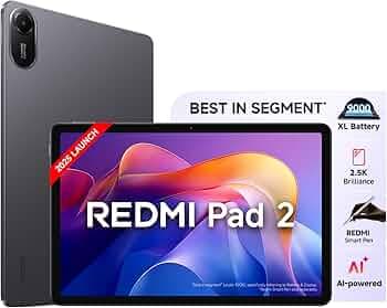 Redmi Pad 2 Wi-Fi, Active Pen Support, 27.94cm(11") Model, 2.5K Sharp & Clear Display, 8GB, 128GB, All Day & More 9000mAh Battery, AI-Enabled, Dolby Atmos, HyperOS 2, Graphite Grey