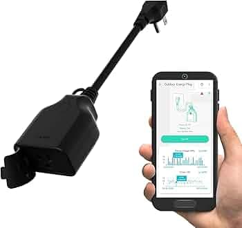 YoLink external power smart plug, ip65, 1800w, 15a smart plug with real-time power monitoring, safety auto shut-off, compatible with Alexa and Goo