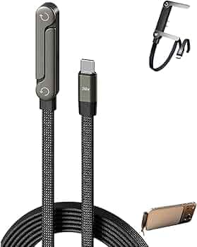 Holder Charger Cable with Stand,Type-C to Type-C,240W PD Fast Charging Cable with 360° Adjustable Metal Sta.nd,2 in 1 Invisible Holder Charger Cable with Stand for Desk, Gaming (1PC)