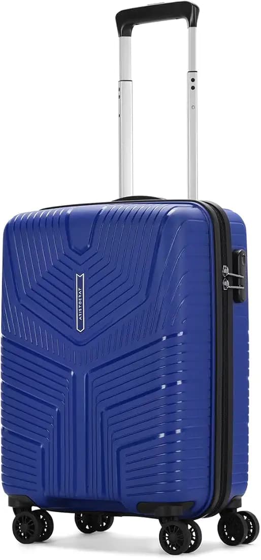 Aristocrat Cabin Prime 55 cm(Small) 8 Wheels Trolley Bags for Travel Hard Case Luggage, Lightweight Bag & Combination Lock (Blue) | 3-Year Warranty