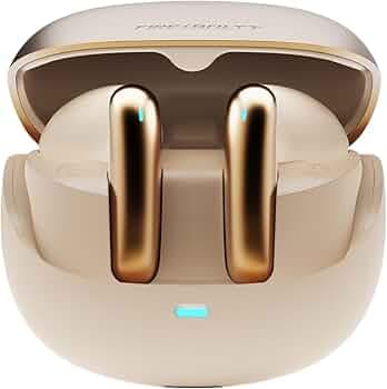 Fire-Boltt Newly Launched Aero Fit TWS Earbuds with Custom EQ, Bluetooth 5.4 Wireless Earphones, 50H Playtime, Fast Charging Case, 50ms Low Latency Gaming & Touch Controls Silk Gold