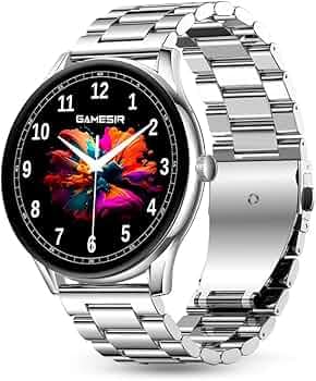 GameSir Glavito Round Dial Smartwatch with 1.49" AMOLED Display, 100+ Sports Modes, IP67, Bluetooth Calling, Functional Crown Control, Health Tracking, 100+ Watch Faces for Men & Women (Metal Silver)