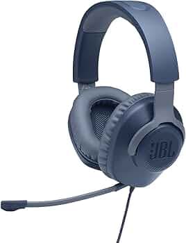 JBL Quantum 100 Wired Over Ear Gaming Headphones with Mic, 40mm Dynamic Drivers, Quantum Sound Signature, Detachable Mic, Memory Foam Cushioning, PC/Mobile/PS/Xbox/Nintendo/VR Compatible (Blue)