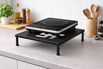18600 Heavy duty kitchen Top Induction Cooker Stand/Kitchen counter top induction storage stand (40 L x 35 W x14 H CM's, Black Color)