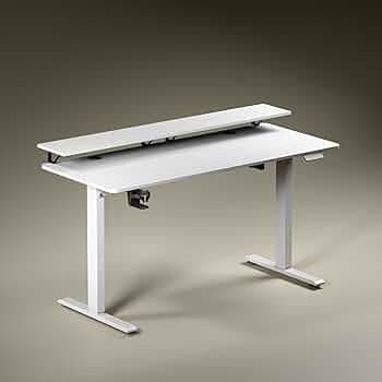 Green Soul Elevate Height Adjustable Table with Monitor Riser | Integrated Organisation | Advance Memory Preset | 3 Year Warranty | Engineered Wood| Installation Provided (White, 1400 x 600 Top)