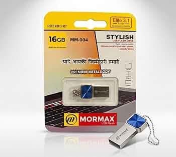16GB USB Flash Drive MM004 | High Speed Elite 3.1 USB 3.1 Pen Drive | Premium Metal Body Keychain Design | Stylish Durable Flash Drive for Laptop PC Smart Devices