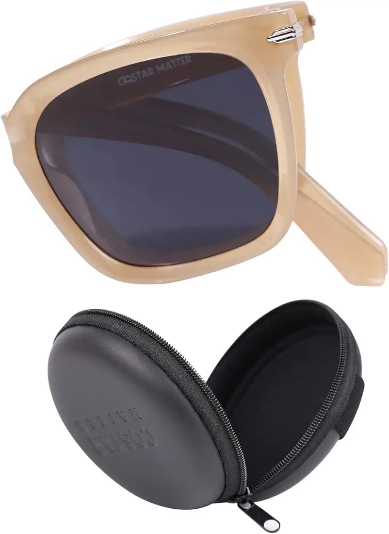 CostarMatter Foldable Polarized Sunglasses for Men Stylish, Oval Full Frame Stylish Sunglasses for Women with 100% UV400 Protection, Lightweight Shades for Travel Driving Fishing Climbing