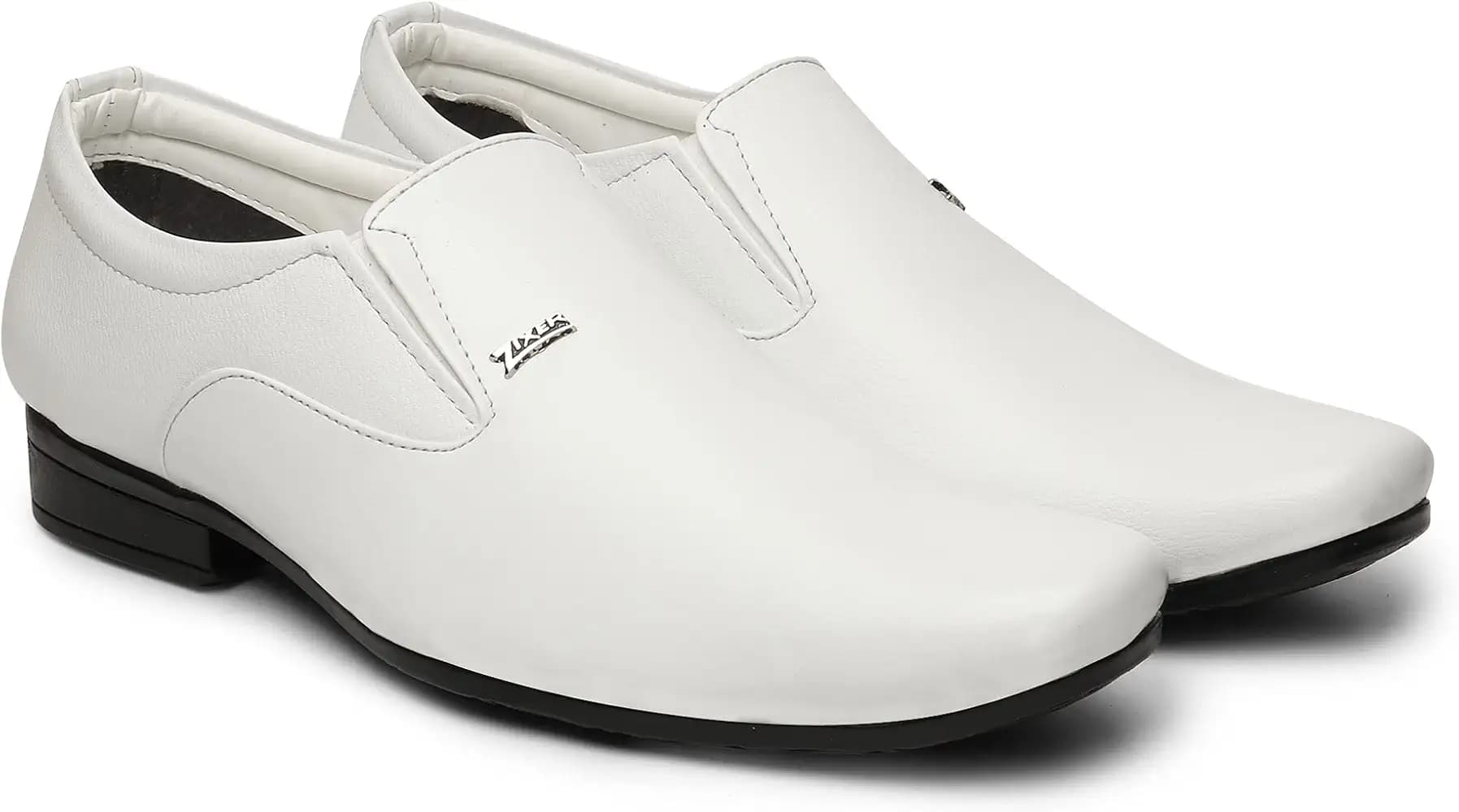 Zixer Artificial Leather Formal Shoes for Men || Party, College, Wedding, Shine Office Shoes for Men Slip On Shoes for Men Without Laceless Shoes for Men (White)