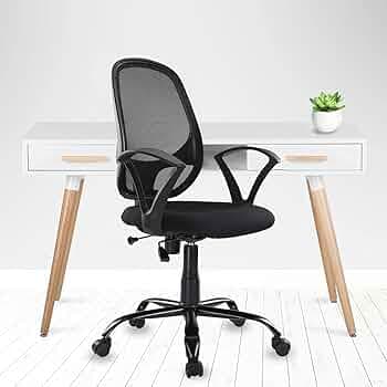 FURNICOM CHAIRS� Spark Mesh Mid Back Ergonomic Office Chair Breathable Mesh Fabric Metal Base (Black)