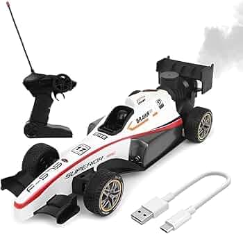Remote Control 1.4 Scale High Speed F1 Formula Racing Car Toy LED Light with Mist Smoke Spray Function RC Racing Car 2 Wheel Drive Children Toy Gift for Boys & Girls