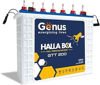 Genus 165Ah Inverter Battery - Gtt200 Hallabol Tall Tubular With 72-Month Warranty - Best Choice For Big Home, Office & Shops - Recyclable
