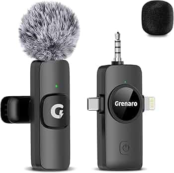 GRENARO Wireless Mic for Youtubers, S11 3 in 1 Wireless Microphone for iPhone/Android/DSLR Camera/USB-C Plug/iPad, Noise Cancellation Mic for Youtubers, Video Recording, 50M Range (Single Channel)