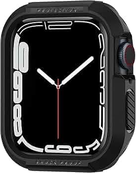 MARVIK Tough Armour Cover Case Compatible with Apple Watch Series 9/8/7 (45mm) | Series 6 | SE | SE2 | Series 5 | Series 4 (44mm) - Black