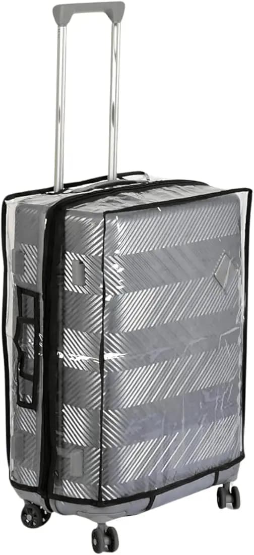 CNB Transparent Protective Zipper PVC Dust Proof Cover for Hard/Plastic Body Luggage/Suitcase Trolley Bags 18" (45x35x23cms) Height Excluding Wheels